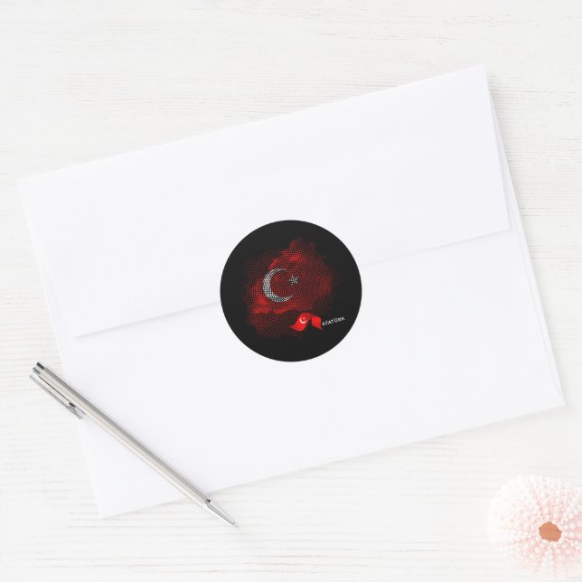 Turkey flag classic round sticker (Envelope)