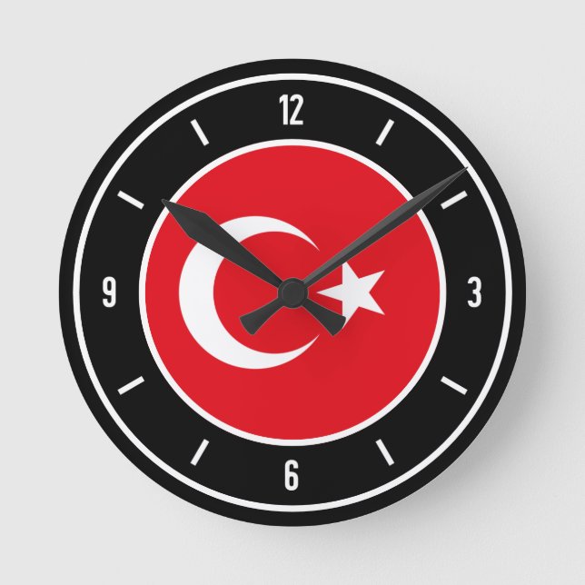 Turkey Flag Elegant Round Clock (Front)