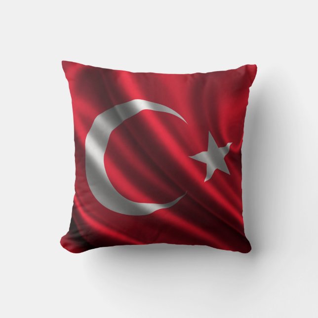 Turkey Flag Fabric Throw Pillow (Front)