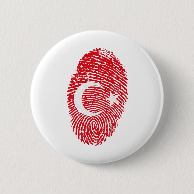 Turkey Flag Fingerprint Country Pride Identity 2 Inch Round Button (Front)