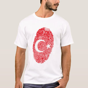 Turkey Flag Fingerprint Country Pride Identity T-Shirt