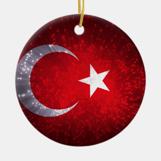 Turkey Flag Firework Ceramic Ornament (Front)