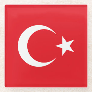 Turkey Flag Glass Coaster