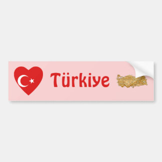 Turkey Flag Heart + Map Bumper Sticker