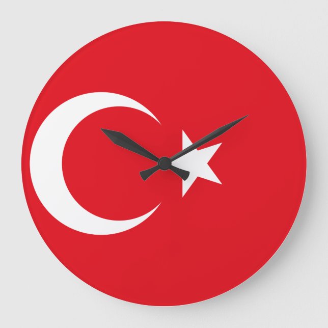 Turkey Flag Large Clock (Front)