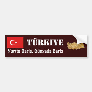 Turkey Flag + Map Bumper Sticker