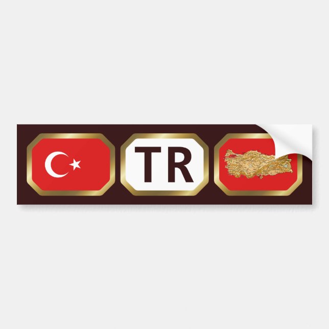 Turkey Flag Map Code Bumper Sticker (Front)