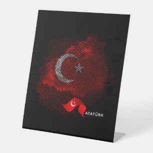 Turkey flag pedestal sign