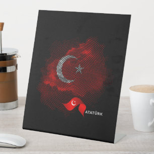 Turkey flag pedestal sign