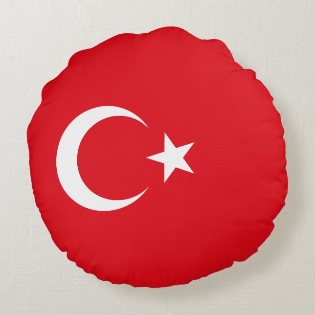 Turkey Flag Round Pillow (Back)