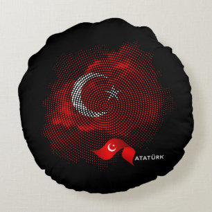 Turkey flag round pillow