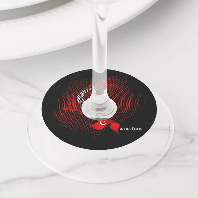 Turkey flag wine glass tag (Close Up)