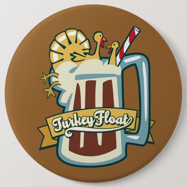 Turkey Float 6 Inch Round Button (Front)