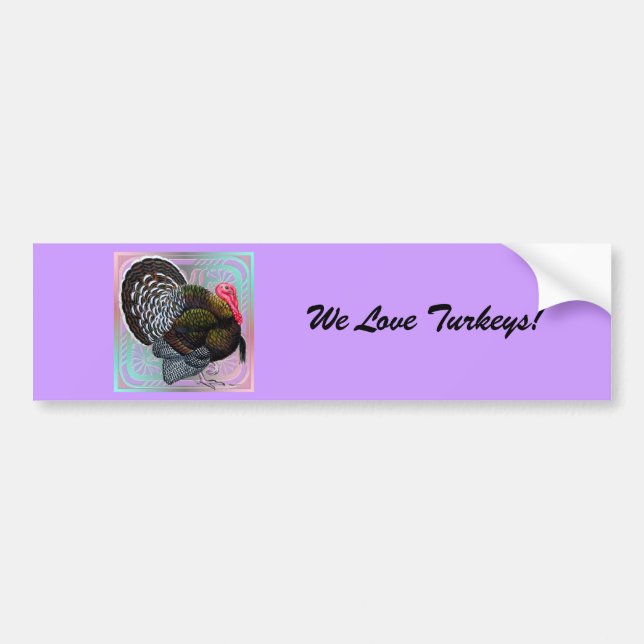 Turkey:  Floral Bronze Tom Bumper Sticker (Front)