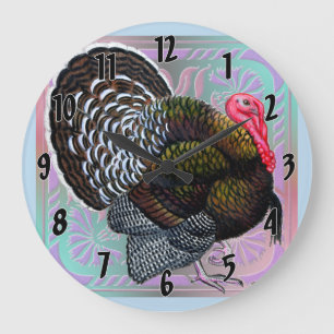 Turkey: Floral Bronze Tom Large Clock