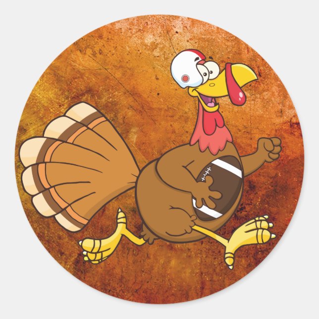 turkey football player classic round sticker (Front)