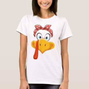 Turkey Girl Face Funny Thanksgiving T-Shirt