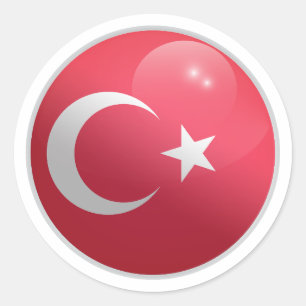 Turkey Glossy Circle Flag Classic Round Sticker
