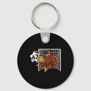 Turkey Goalie Soccer 67 Six Seven Boys Thanksgivin Keychain