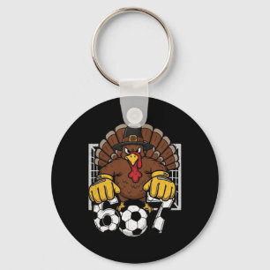 Turkey Goalie Soccer 67 Six Seven Boys Thanksgivin Keychain