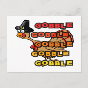Turkey gobble thanksgiving dinner stuffing holiday postcard