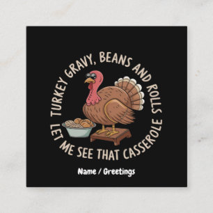 Turkey Gravy Beans and Rolls Casserole Square Business Card
