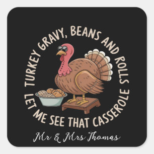 Turkey Gravy Beans and Rolls Casserole Square Sticker
