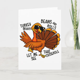 Turkey Gravy Beans And Rolls Cerole Funny Thanksgi Card