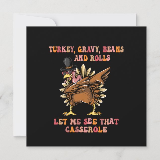 Turkey Gravy Beans And Rolls Let Me  Invitation (Front)