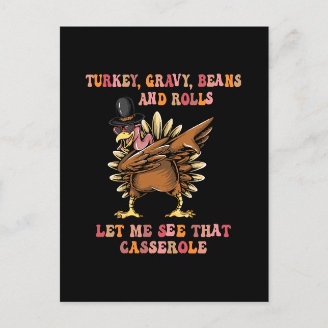 Turkey Gravy Beans And Rolls Let Me  Postcard (Front)