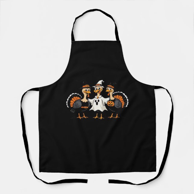 Turkey Halloween Boo, Thanksgiving Turkey, Spooky  Apron (Front)