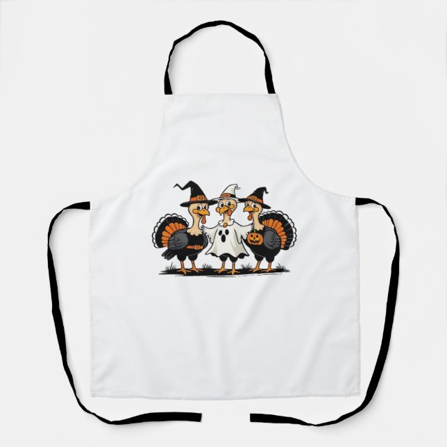 Turkey Halloween Boo, Thanksgiving Turkey, Spooky  Apron (Front)