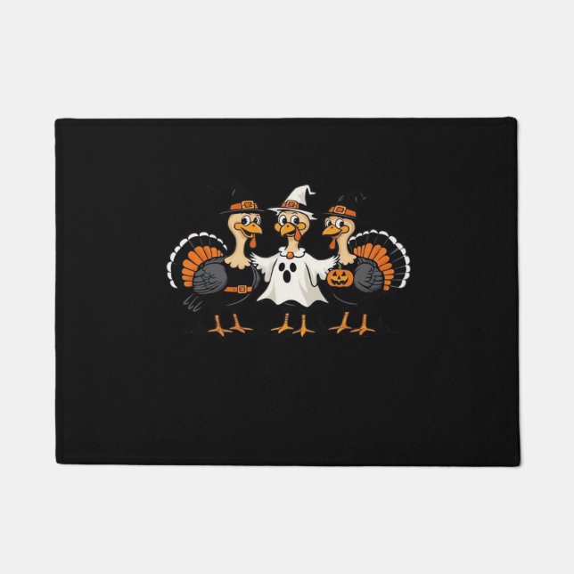 Turkey Halloween Boo, Thanksgiving Turkey, Spooky  Doormat (Front)