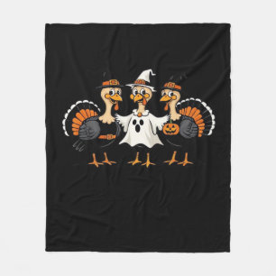 Turkey Halloween Boo, Thanksgiving Turkey, Spooky  Fleece Blanket