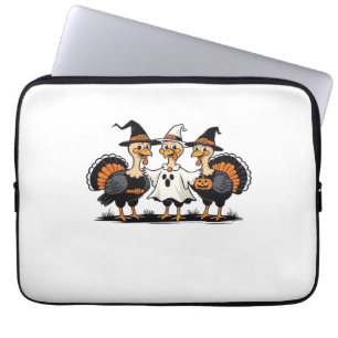 Turkey Halloween Boo, Thanksgiving Turkey, Spooky Laptop Sleeve