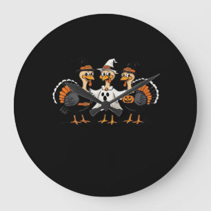 Turkey Halloween Boo, Thanksgiving Turkey, Spooky Large Clock