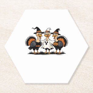 Turkey Halloween Boo, Thanksgiving Turkey, Spooky Paper Coaster