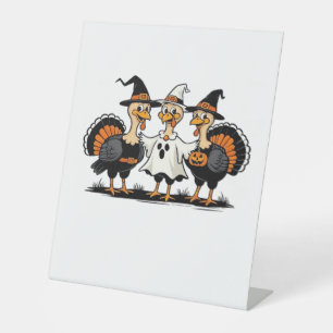 Turkey Halloween Boo, Thanksgiving Turkey, Spooky  Pedestal Sign