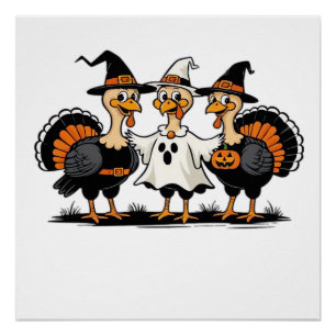Turkey Halloween Boo, Thanksgiving Turkey, Spooky  Poster