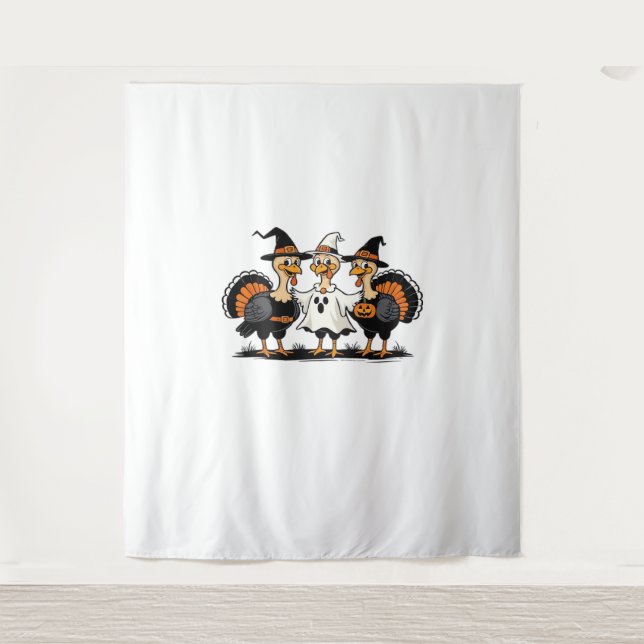 Turkey Halloween Boo, Thanksgiving Turkey, Spooky  Tapestry (Front)