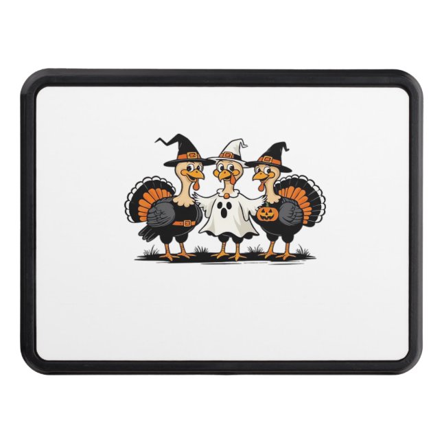 Turkey Halloween Boo, Thanksgiving Turkey, Spooky  Trailer Hitch Cover (Front)