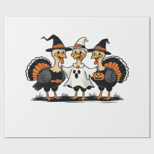 Turkey Halloween Boo, Thanksgiving Turkey, Spooky Wrapping Paper