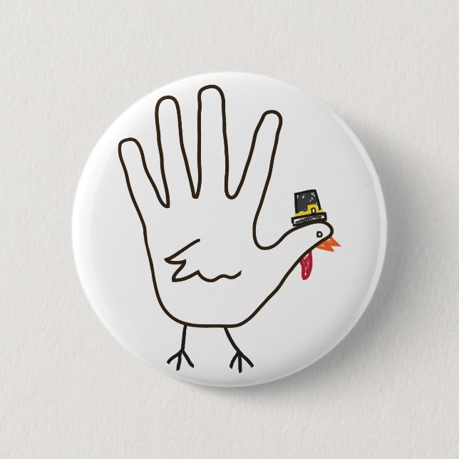 turkey hand 2 inch round button (Front)
