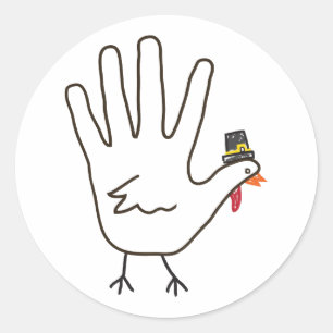 turkey hand classic round sticker