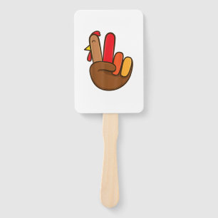 Turkey Hand Peace Sign Groovy Thanksgiving Retro H Fan