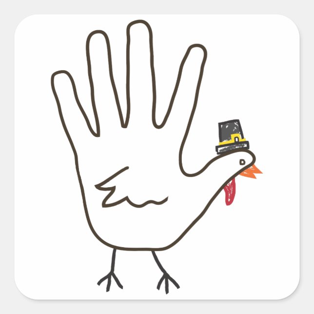 turkey hand square sticker (Front)