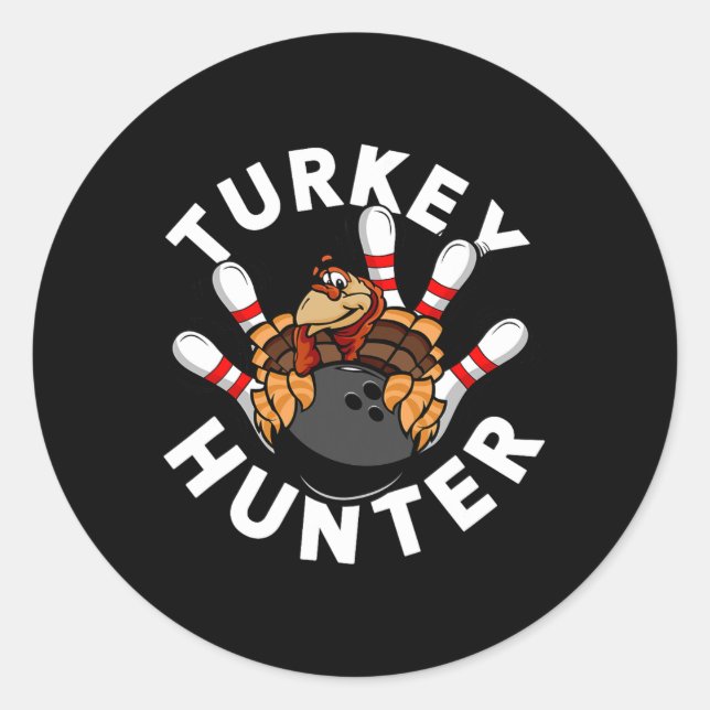 Turkey Hunter Bowling  Classic Round Sticker (Front)