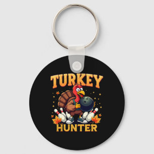 Turkey Hunter Bowling Thanksgiving Funny Bowler Keychain