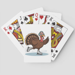 Turkey Ice Skating Thanksgiving Gobbler Playing Cards