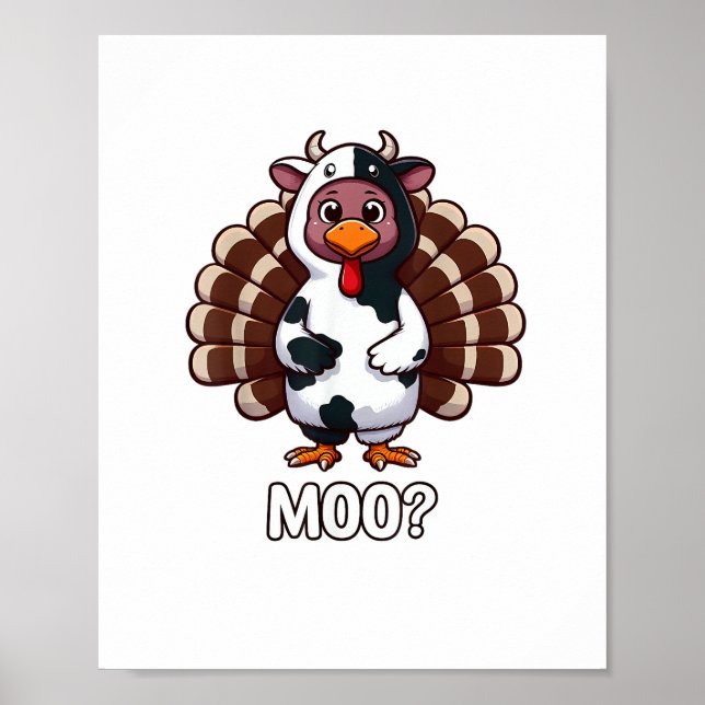 Turkey In Cow Costume, Moo Funny Thanksgiving _2_1 Poster (Front)